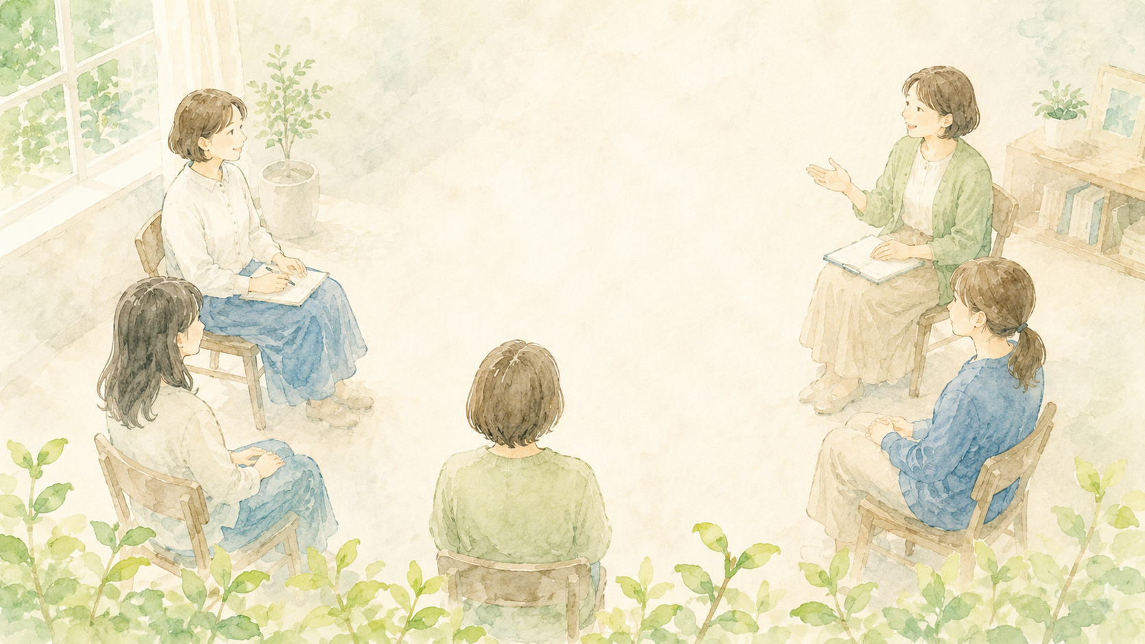 保護者と先生が輪になって語り合う様子